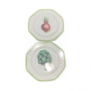 Williams Sonoma-set of 6 Vegetable Garden Series 6.5" Snack Bread Plates Vintage